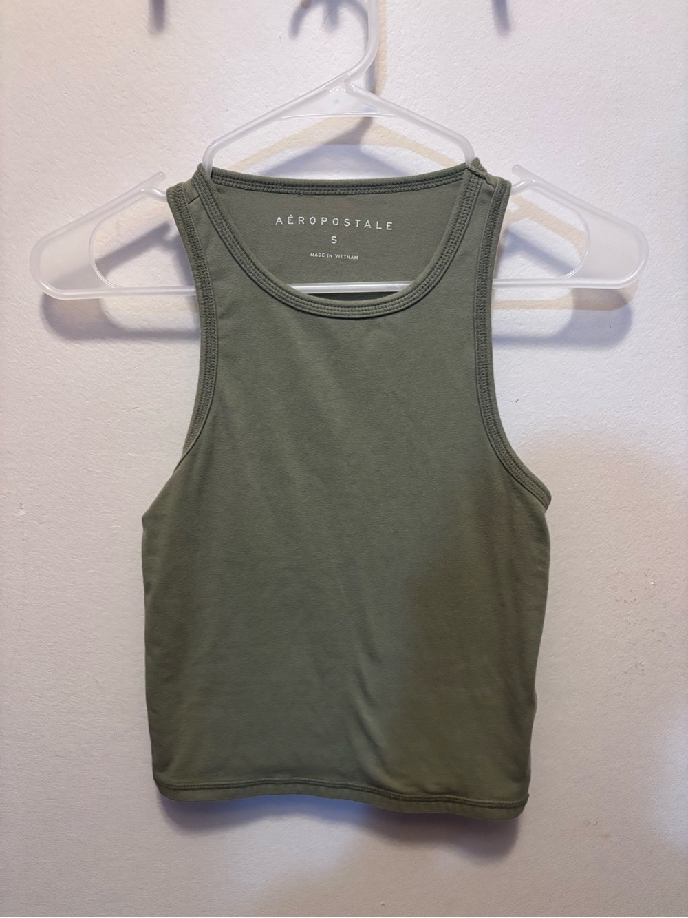 Aeropostale Olive Ribbed Crewneck Tank Top